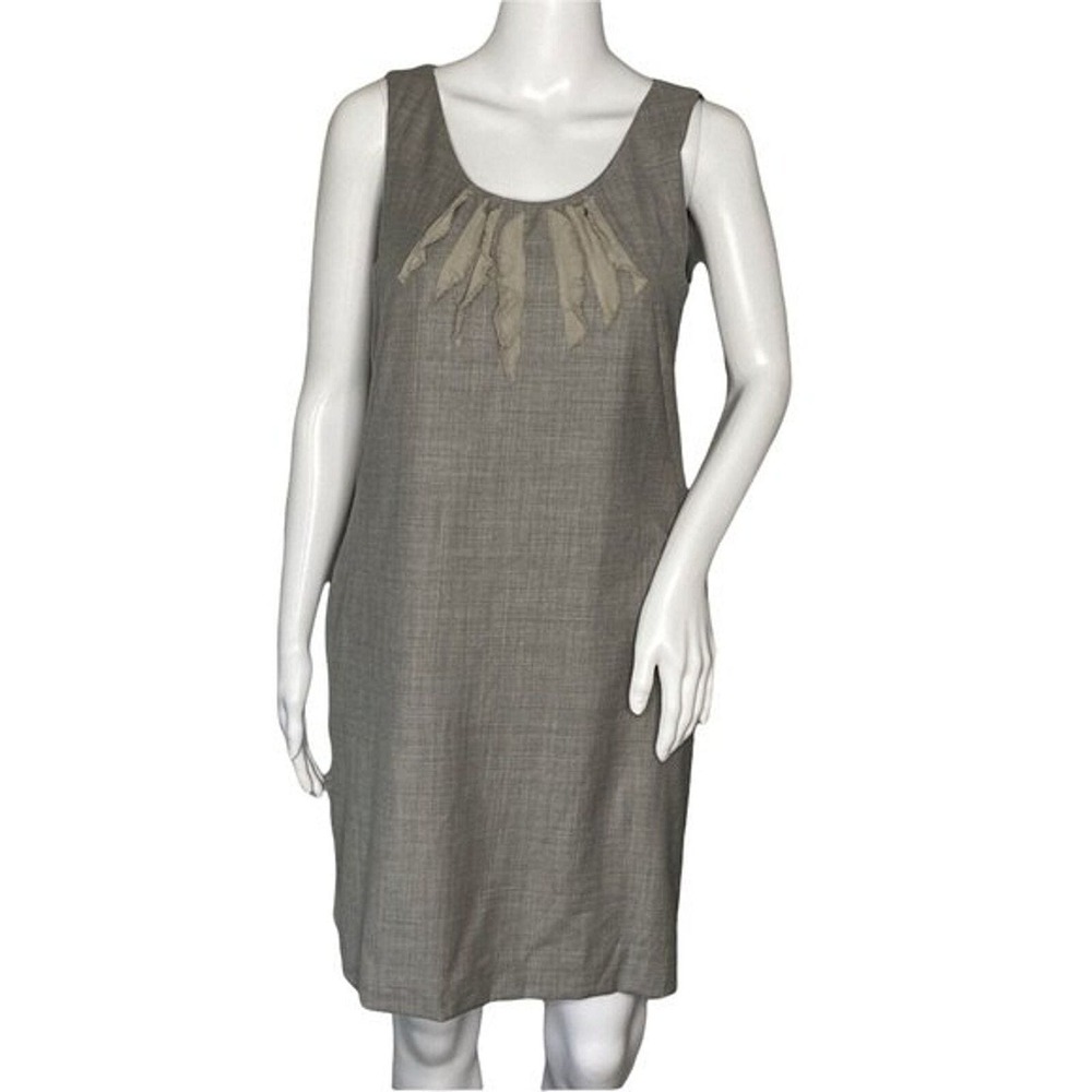 J. Crew Dress Womens 2 Gray Super 120s Sheath Wool Ruffle‎ Trim Preppy Office